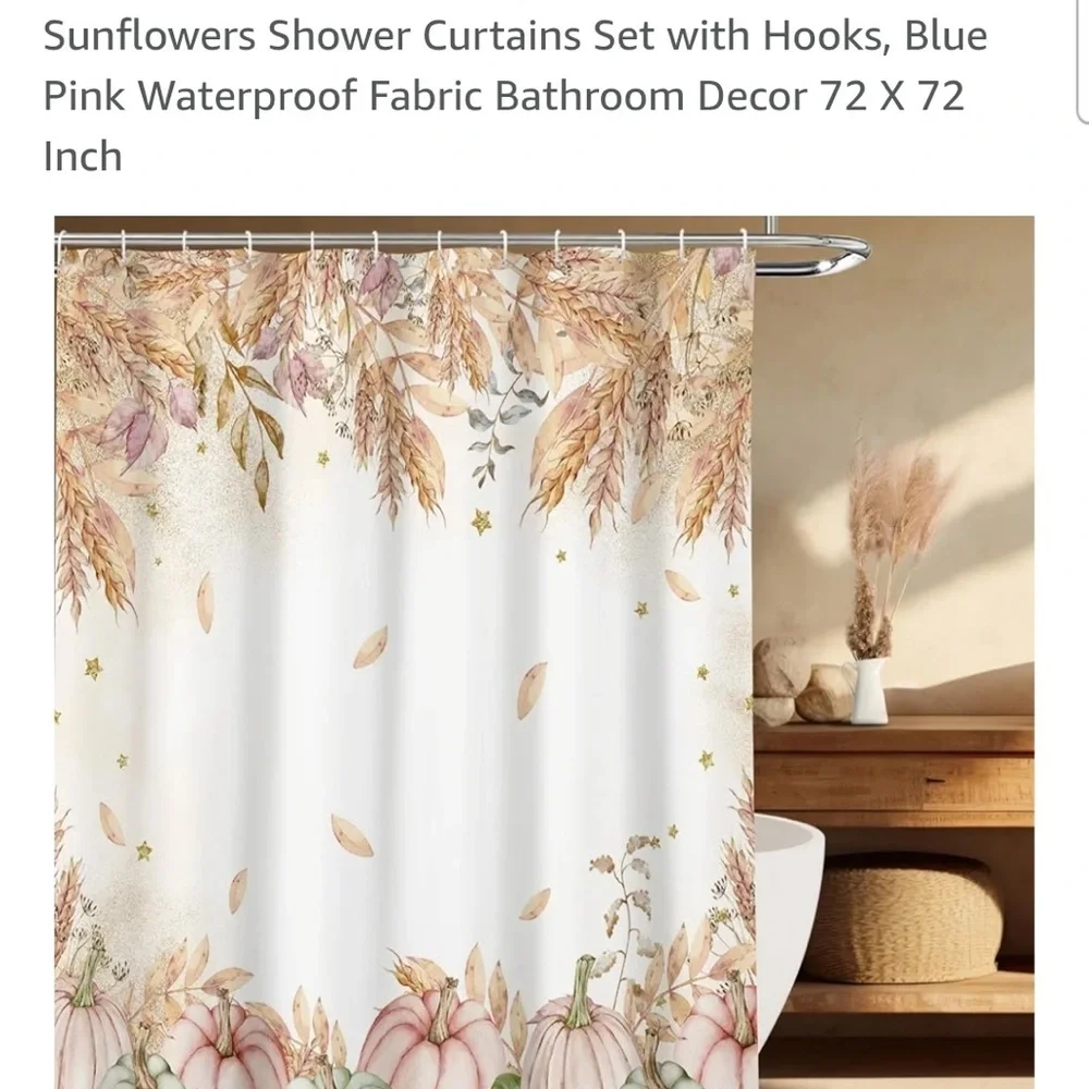 Floral Shower Curtain Set - Blue and Pink